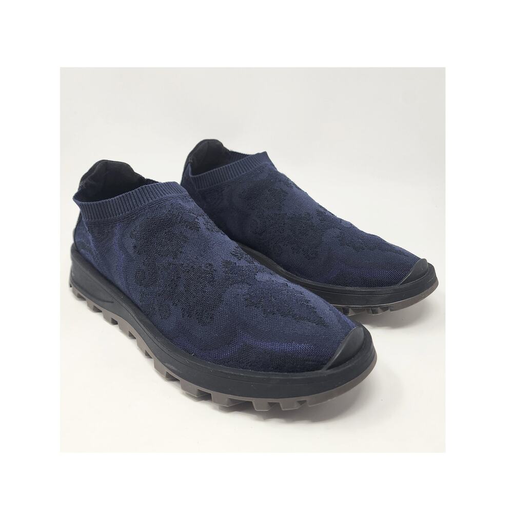 ETRO Knit Sneakers Men 10 Blue Jacquard Pattern, Sock Style Low Top Made Italy